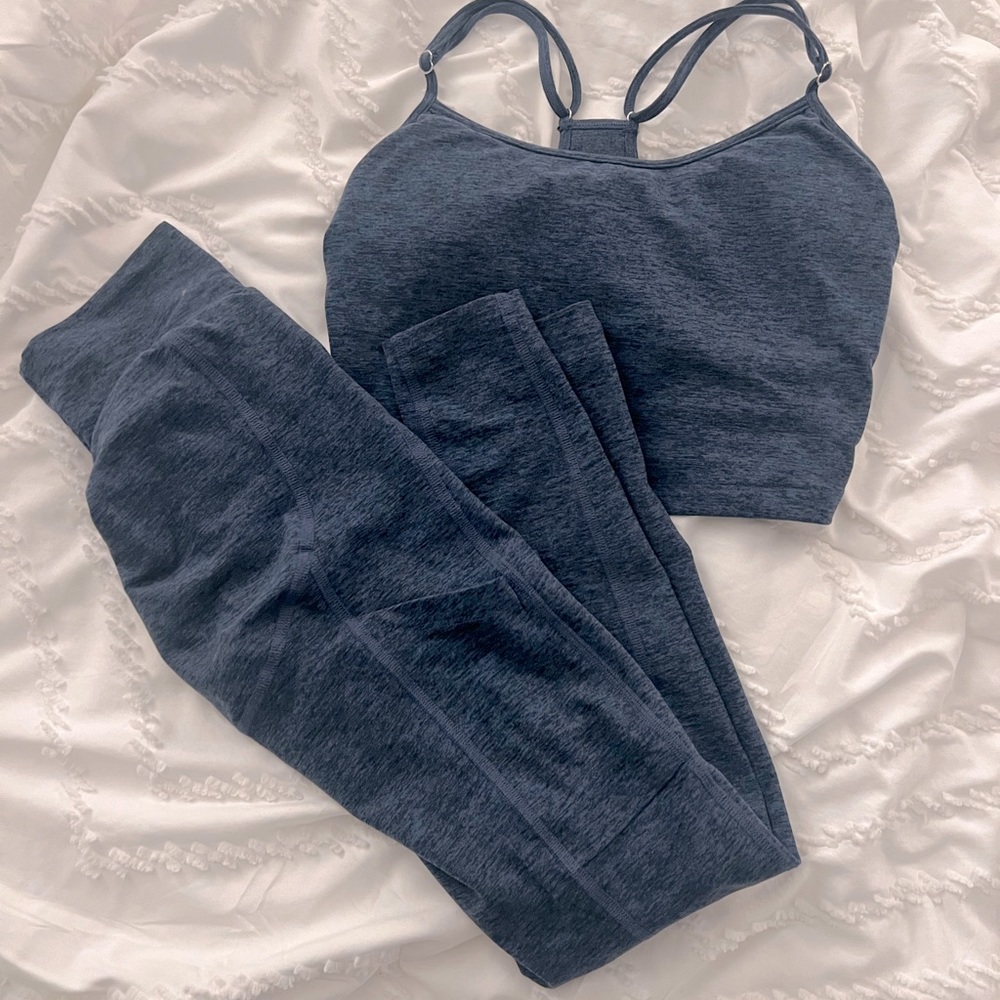 Bombshell sportswear set, leggings and long bra/crop top.